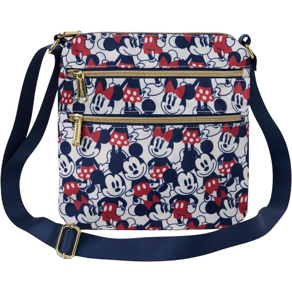 Disney Crossbody Purse Nylon Mickey Minnie All Over Print Navy Women's